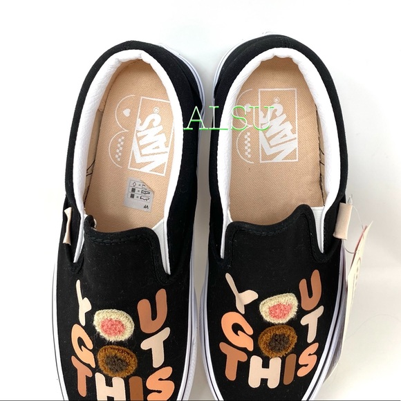 🎁 Santa Class Deal 🎁 VANS Classic Slip On Breast Cancer Canvas Black Women's - Picture 5 of 11